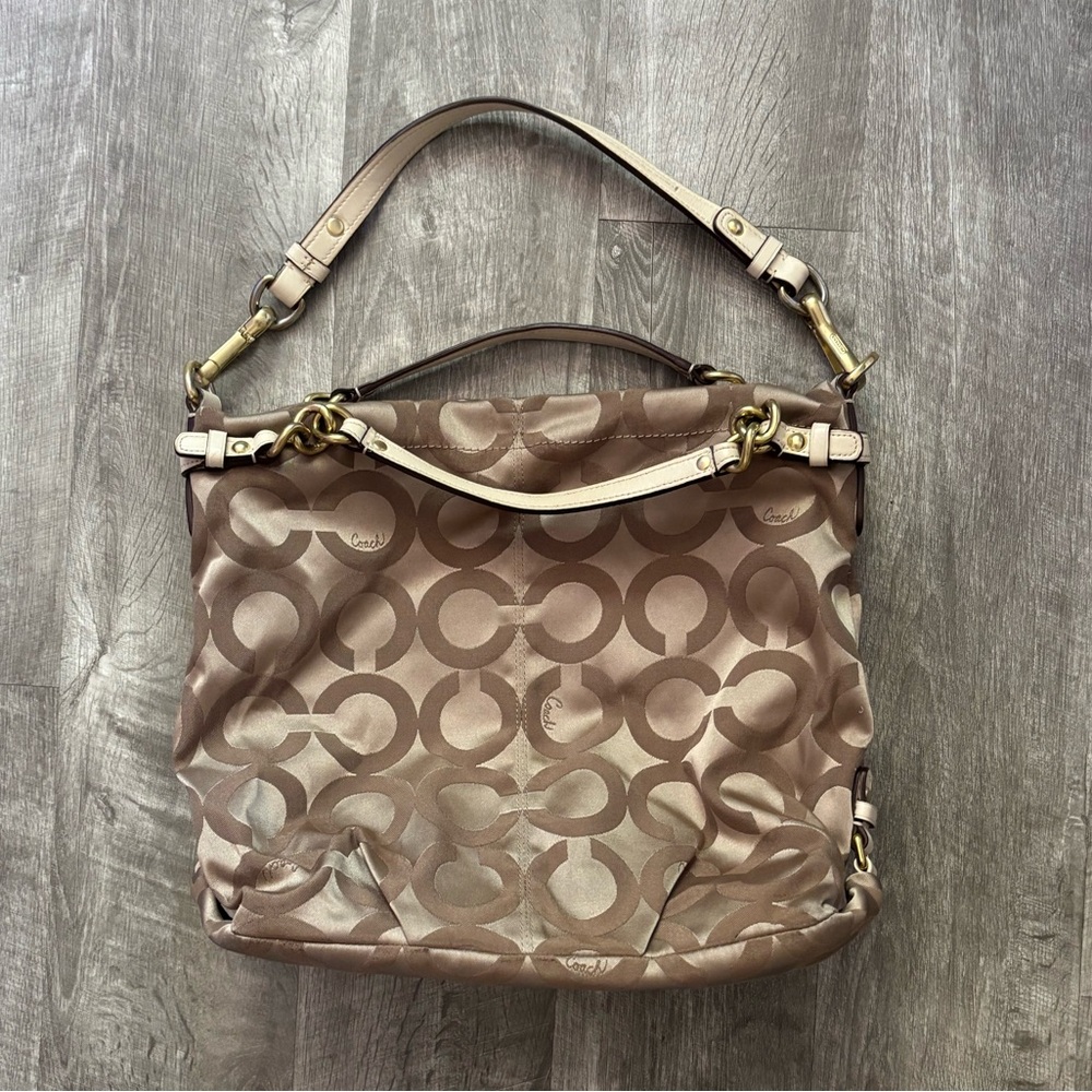 Coach Beige Signature Shoulder Bag